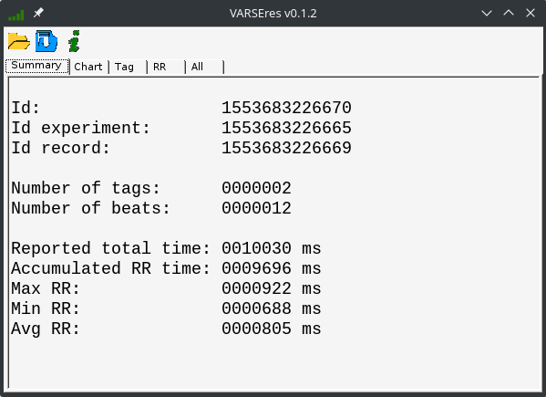 VARSEres Screenshot showing a summary for a given result.